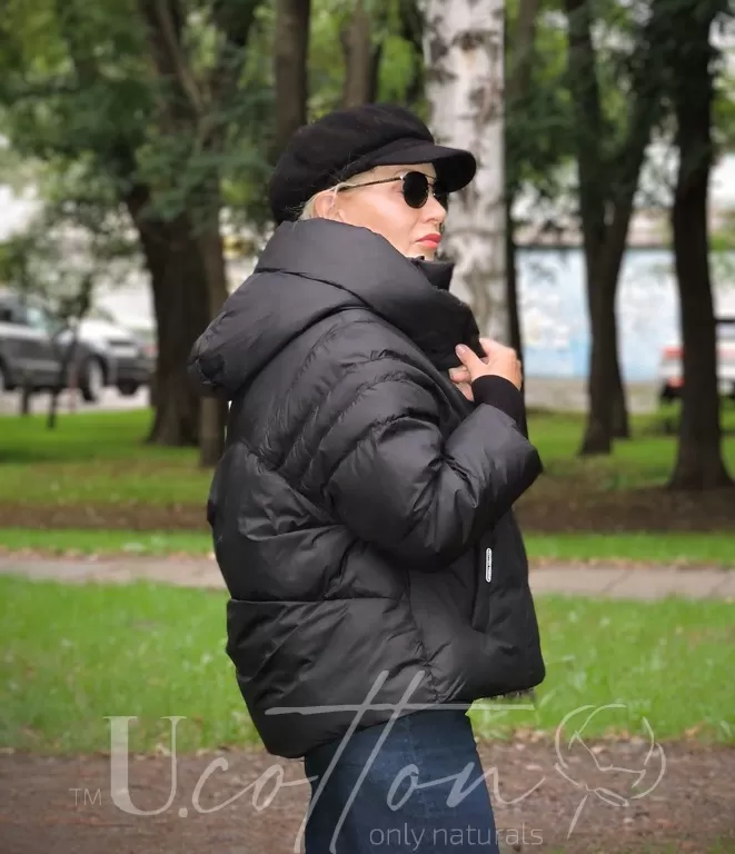 Пуховик (куртка) Об'єм 4D з екопухом гаги чорного кольору Black Diamond 65220